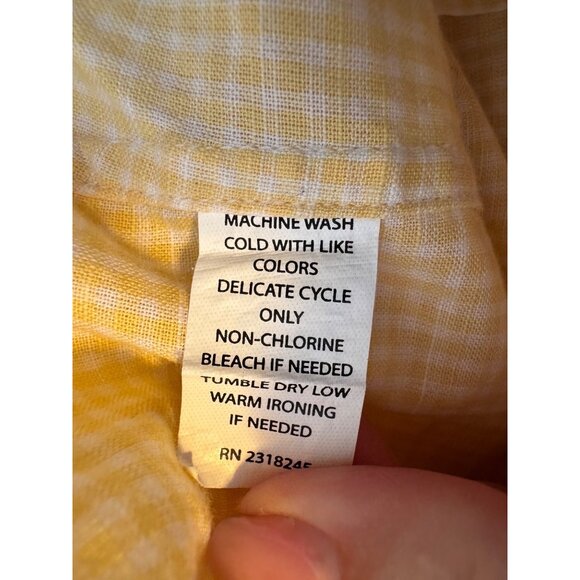 Vineyard Vines Greenwich Shirt Size Large Yellow Check Button Up Cotton Long Sle - Picture 4 of 8